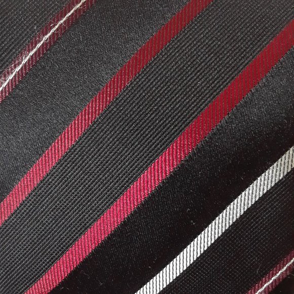Alfani. Slim Striped Silk Tie. Black - Picture 7 of 9